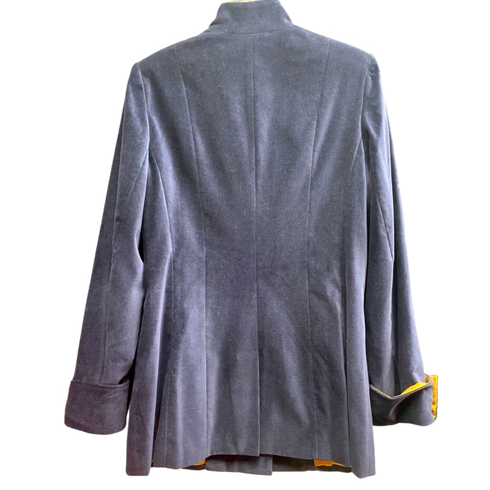 NWT Soft Surroundings Dark Blue Cotton Velvet Military Jacket. Gold Accents Sz M - Picture 2 of 5